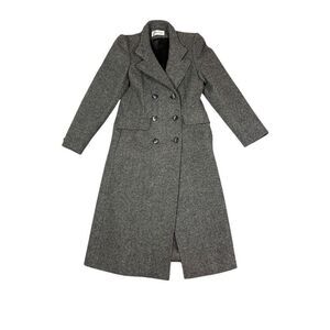 Bromleigh Tweed Coat Womens XS Gray Long Wool Double Breasted